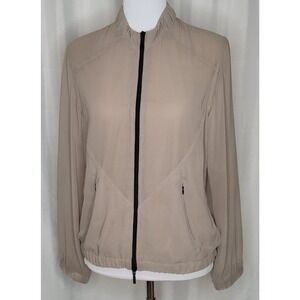 Anatomie Sheer Travel Dual Zipper Jacket Sand Beige Small full zip mock neck
